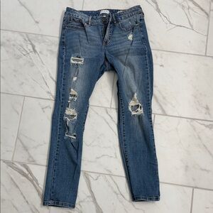 Sofia by Sofia Vergara Ripped Blue Straight Leg Jeans